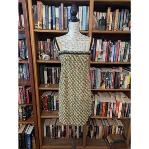 Maje Women’s Size 2 Paris Print 100% Silk Square Neck Mini Dress Yellow Black